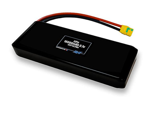 Compact 3.7-volt 16000mAh lithium-polymer battery, built for lightweight drone, UAV, and robotics projects.