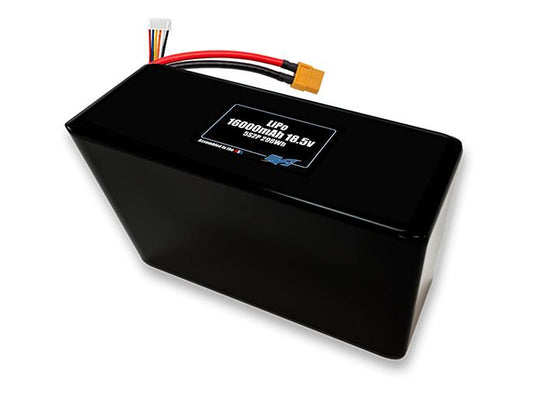 Compact 18.5-volt 16000mAh lithium-polymer battery, built for lightweight drone, UAV, and robotics projects.