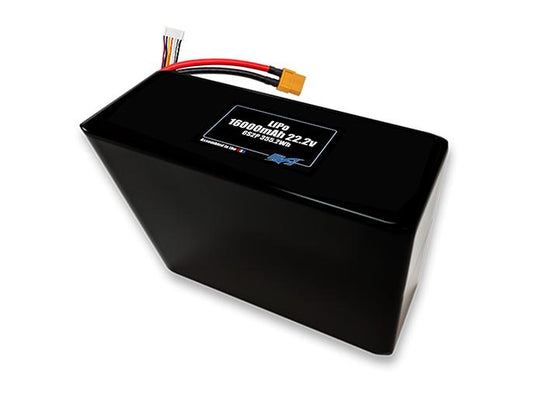 Compact 22.2-volt 16000mAh lithium-polymer battery, built for lightweight drone, UAV, and robotics projects.