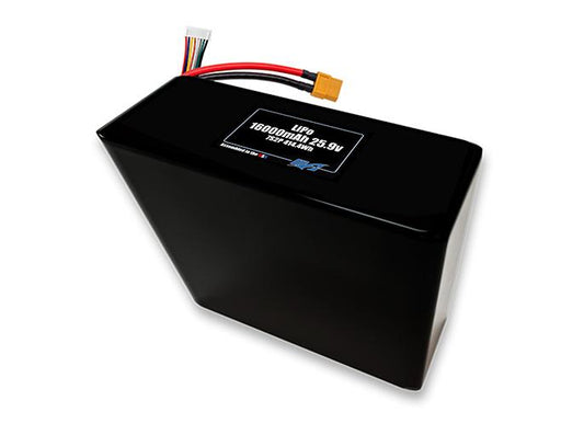 Compact 25.9-volt 16000mAh lithium-polymer battery, built for lightweight drone, UAV, and robotics projects.