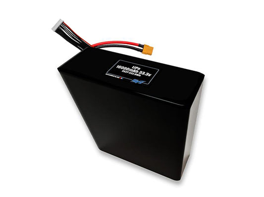 Compact 33.3-volt 16000mAh lithium-polymer battery, built for lightweight drone, UAV, and robotics projects.