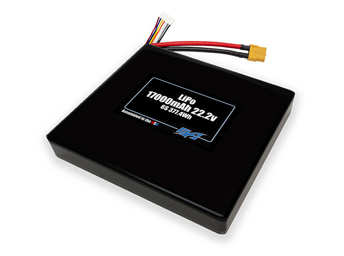 Compact 22.2-volt 17000mAh lithium-polymer side by side battery, built for lightweight drone, UAV, and robotics projects.