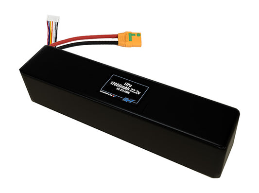 Compact 22.2-volt 17000mAh lithium polymer battery, built for lightweight drone, UAV, and robotics projects.