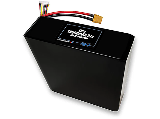 Compact 37-volt 18800mAh lithium-polymer battery, built for lightweight drone, UAV, and robotics projects.