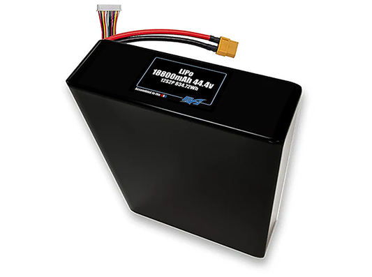 Compact 44.4-volt 18800mAh lithium-polymer battery, built for lightweight drone, UAV, and robotics projects.