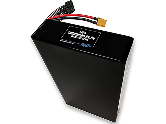 Compact 62.9-volt 18800mAh lithium-polymer battery, built for lightweight drone, UAV, and robotics projects.