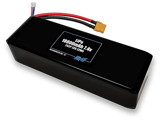 Compact 7.4-volt 18800mAh lithium-polymer battery, built for lightweight drone, UAV, and robotics projects.