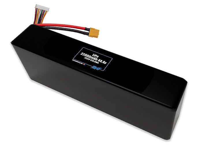 Compact 44.4-volt 22000mAh end-to-end lithium-polymer battery, built for lightweight drone, UAV, and robotics projects.