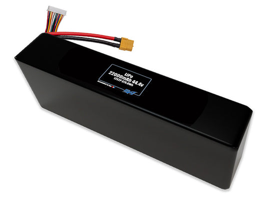Compact 44.4-volt 22000mAh end-to-end lithium-polymer battery, built for lightweight drone, UAV, and robotics projects.