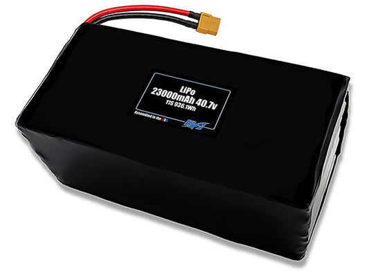 Compact 40.7-volt 23000mAh lithium-polymer battery, built for lightweight drone, UAV, and robotics projects.