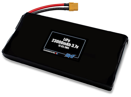 Compact 3.7-volt 23000mAh lithium-polymer battery, built for lightweight drone, UAV, and robotics projects.