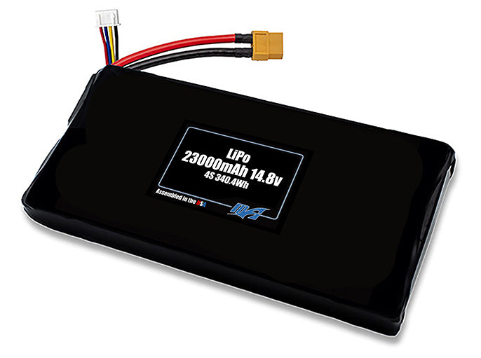 Compact 14.8-volt 23000mAh lithium-polymer battery, built for lightweight drone, UAV, and robotics projects.