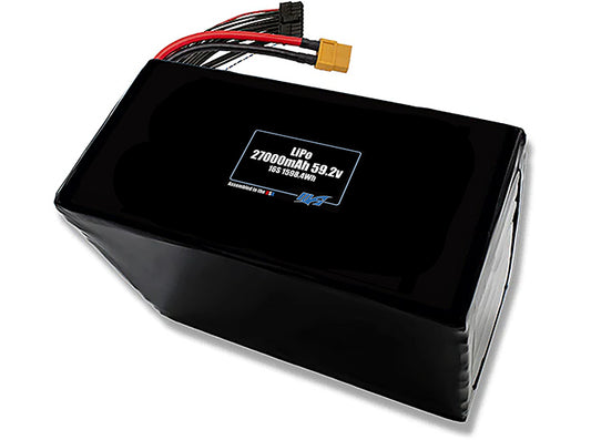 Compact 59.2-volt 27000mAh lithium-polymer battery, built for lightweight drone, UAV, and robotics projects.