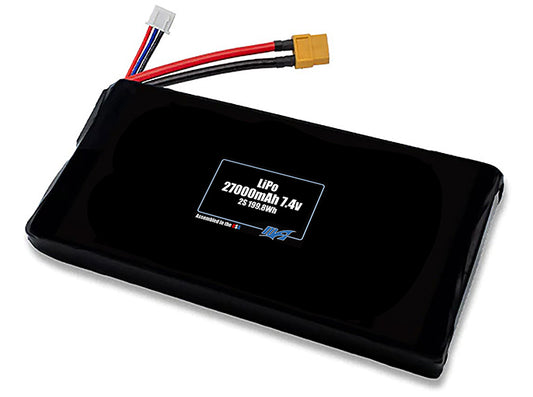 Compact 7.4-volt 27000mAh lithium-polymer battery, built for lightweight drone, UAV, and robotics projects.