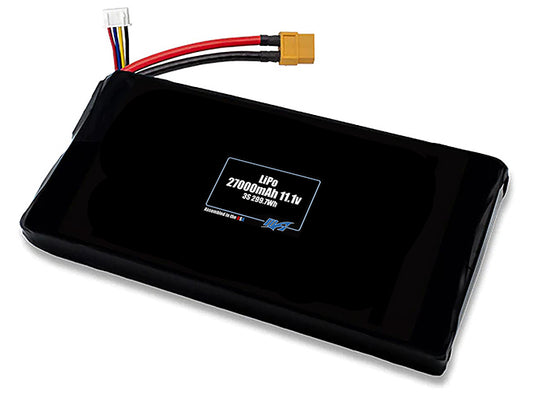 Compact 11.1-volt 27000mAh lithium-polymer battery, built for lightweight drone, UAV, and robotics projects.