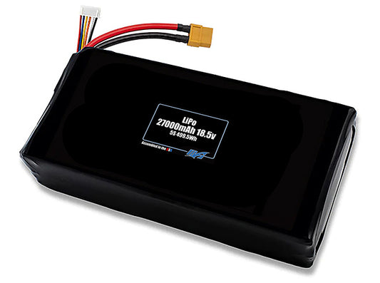 Compact 18.5-volt 27000mAh lithium-polymer battery, built for lightweight drone, UAV, and robotics projects.