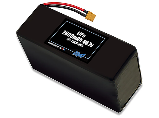 Compact 40.7-volt 2800mAh lithium-polymer battery, built for lightweight drone, UAV, and robotics projects.