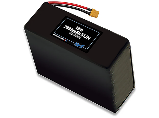 Compact 51.8-volt 2800mAh lithium-polymer battery, built for lightweight drone, UAV, and robotics projects.
