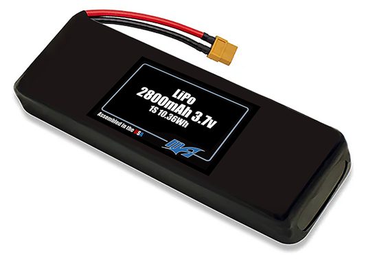 Compact 3.7-volt 2800mAh lithium-polymer battery, built for lightweight drone, UAV, and robotics projects.