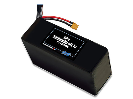 Compact 40.7-volt 3250mAh lithium-polymer battery, built for lightweight drone, UAV, and robotics projects.