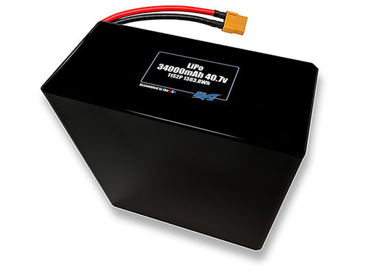 Compact 40.7-volt 34000mAh lithium-polymer battery, built for lightweight drone, UAV, and robotics projects.