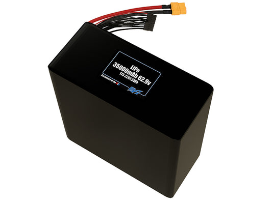 Compact 62.9-volt 35000mAh lithium-polymer battery, built for lightweight drone, UAV, and robotics projects.