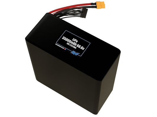 Compact 66.6-volt 35000mAh lithium-polymer battery, built for lightweight drone, UAV, and robotics projects.
