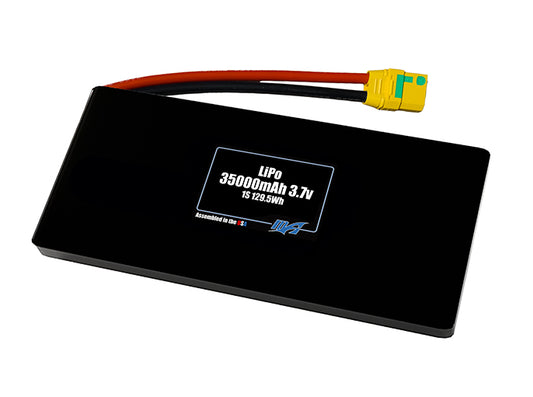 Compact 3.7-volt 35000mAh lithium-polymer battery, built for lightweight drone, UAV, and robotics projects.