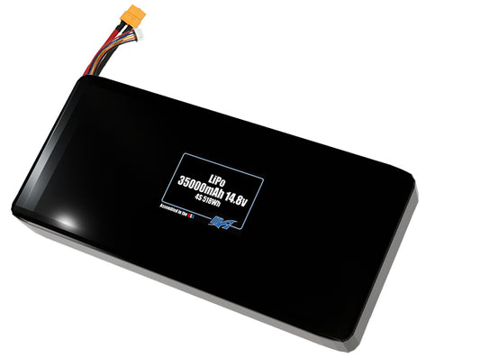 Compact 14.8-volt 35000mAh lithium-polymer battery, built for lightweight drone, UAV, and robotics projects.