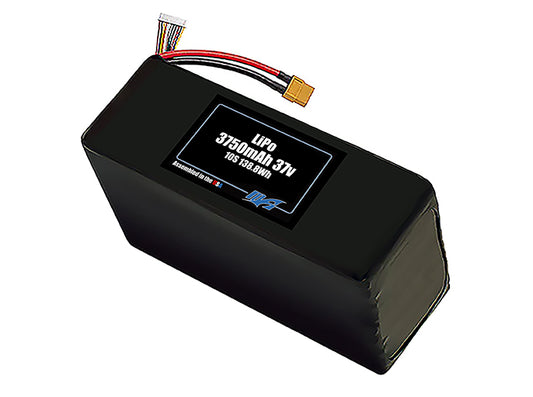Compact 37-volt 3750mAh lithium-polymer battery, built for lightweight drone, UAV, and robotics projects.