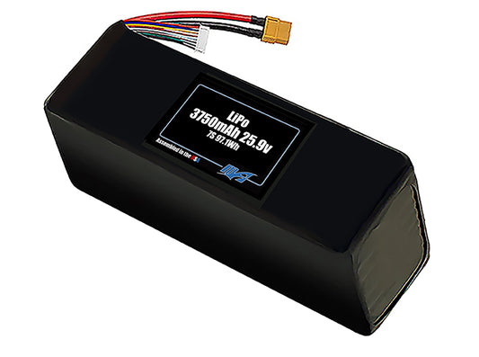Compact 25.9-volt 3750mAh lithium-polymer battery, built for lightweight drone, UAV, and robotics projects.