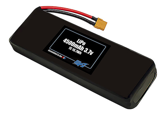 Compact 3.7-volt 4500mAh lithium-polymer battery, built for lightweight drone, UAV, and robotics projects.