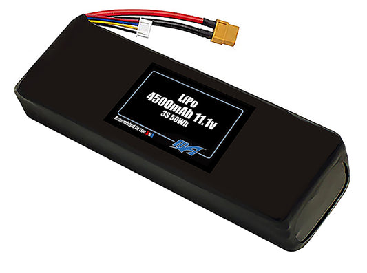 Compact 11.1-volt 4500mAh lithium-polymer battery, built for lightweight drone, UAV, and robotics projects.