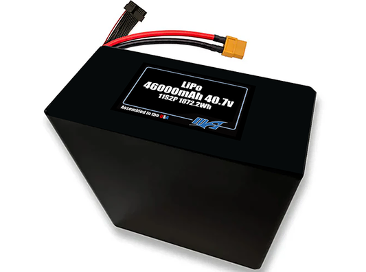 Compact 40.7-volt 46000mAh lithium-polymer battery, built for lightweight drone, UAV, and robotics projects.