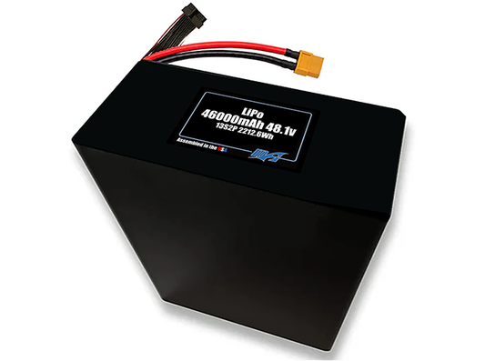 Compact 48.1-volt 46000mAh lithium-polymer battery, built for lightweight drone, UAV, and robotics projects.