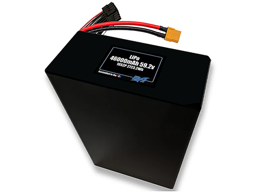 Compact 59.2-volt 46000mAh lithium-polymer battery, built for lightweight drone, UAV, and robotics projects.