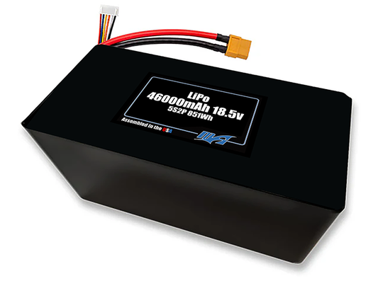Compact 18.5-volt 46000mAh lithium-polymer battery, built for lightweight drone, UAV, and robotics projects.