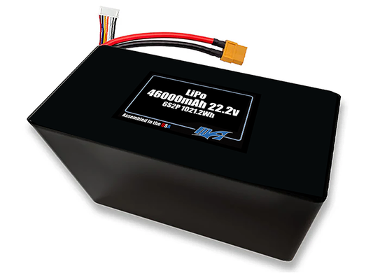 Compact 22.2-volt 46000mAh lithium-polymer battery, built for lightweight drone, UAV, and robotics projects.