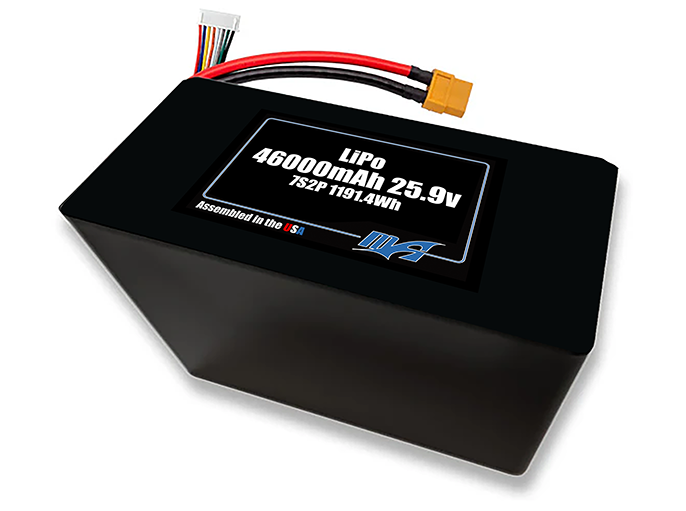 Compact 25.9-volt 46000mAh lithium-polymer battery, built for lightweight drone, UAV, and robotics projects.