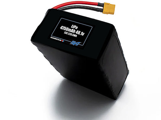Compact 48.1-volt 4750mAh lithium-polymer battery, built for lightweight drone, UAV, and robotics projects.