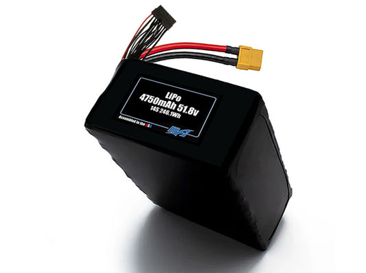 Compact 51.8-volt 4750mAh lithium-polymer battery, built for lightweight drone, UAV, and robotics projects.
