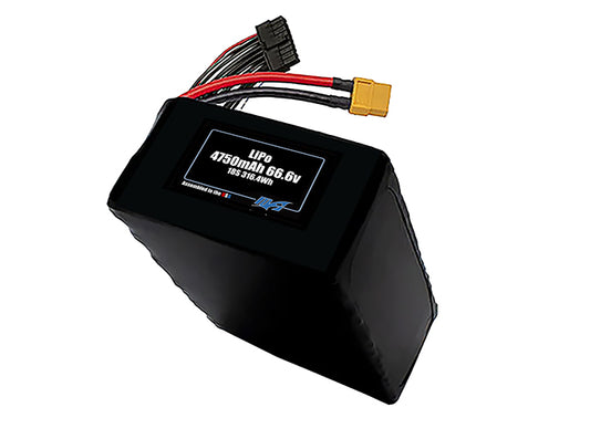 Compact 66.6-volt 4750mAh lithium-polymer battery, built for lightweight drone, UAV, and robotics projects.