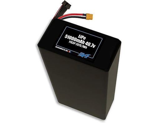 Compact 40.7-volt 51000mAh lithium-polymer battery, built for lightweight drone, UAV, and robotics projects.