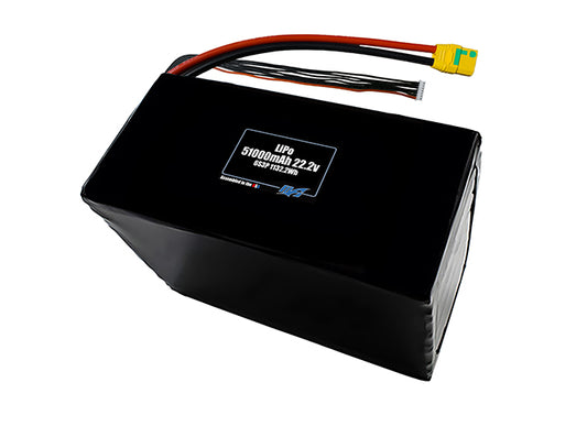 Compact 22.2-volt 51000mAh lithium-polymer battery, built for lightweight drone, UAV, and robotics projects.
