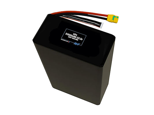 Compact 33.3-volt 51000mAh lithium-polymer battery, built for lightweight drone, UAV, and robotics projects.