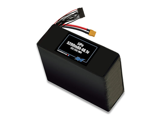 Compact 48.1-volt 5200mAh lithium-polymer battery, built for lightweight drone, UAV, and robotics projects.