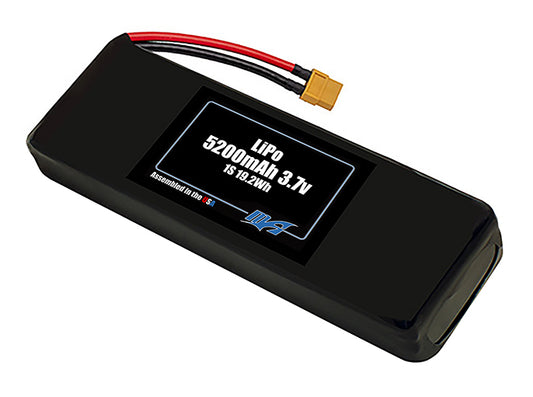Compact 3.7-volt 5200mAh lithium-polymer battery, built for lightweight drone, UAV, and robotics projects.