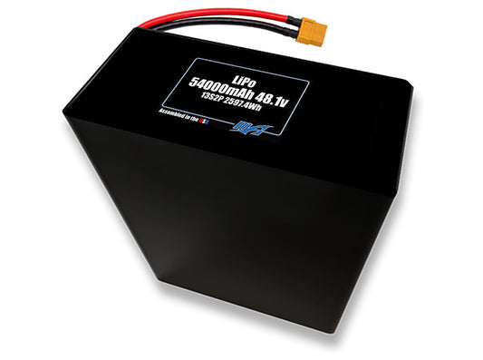 Compact 48.1-volt 54000mAh lithium-polymer battery, built for lightweight drone, UAV, and robotics projects.