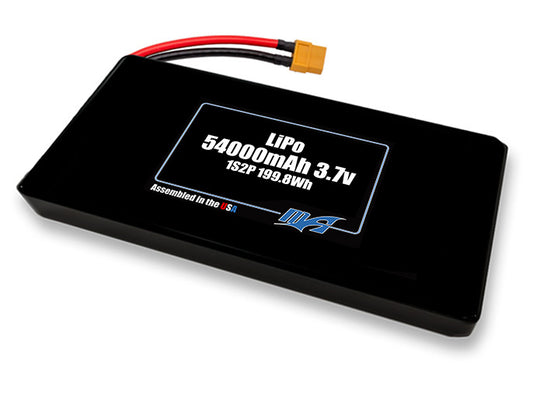 Compact 3.7-volt 54000mAh lithium-polymer battery, built for lightweight drone, UAV, and robotics projects.