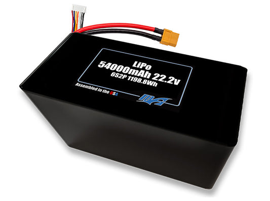 Compact 22.2-volt 54000mAh lithium-polymer battery, built for lightweight drone, UAV, and robotics projects.